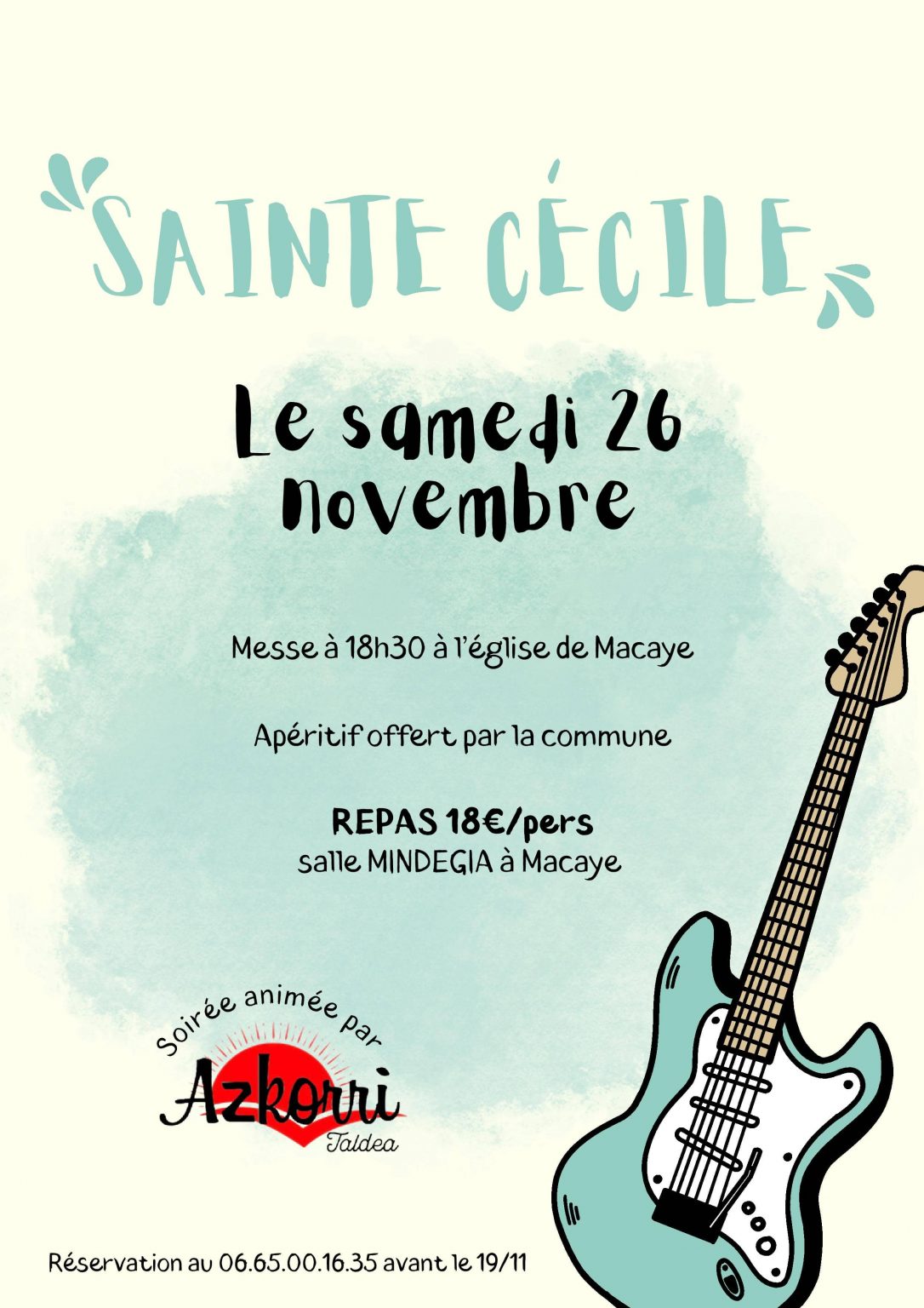 Messe de la Sainte Cécile à Macaye le 26/11/2022 Commune de MACAYE